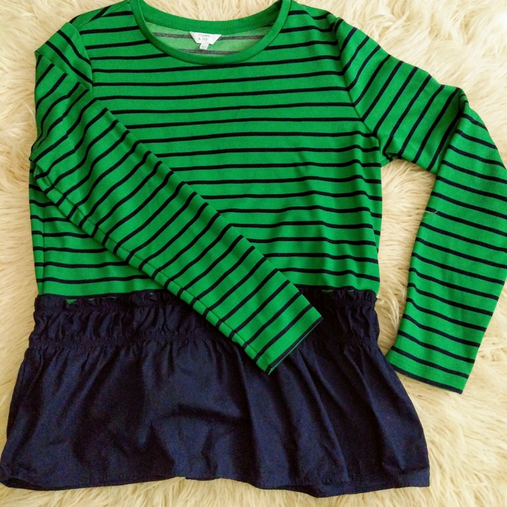Peplum hem long sleeve jumper